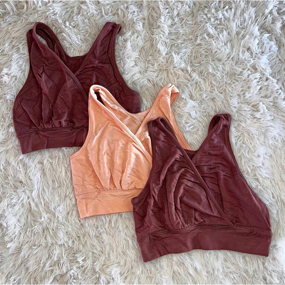 Kindred Bravely Davy Piper Womens Nursing Bra S+ Mauve/Pink Wireless Lot of 3